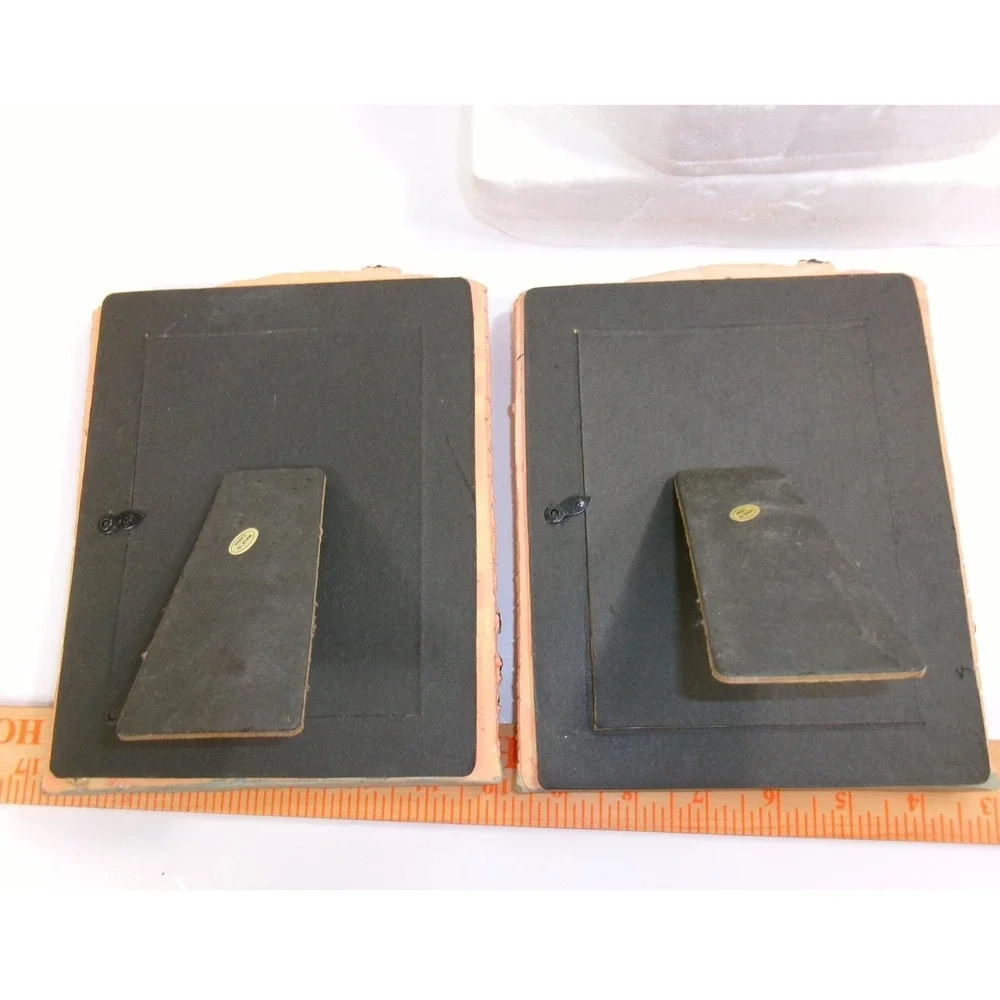 Vintage 1990s Russ Berrie 3D Molded Resin Cottage Garden Picture Frames Set of 2